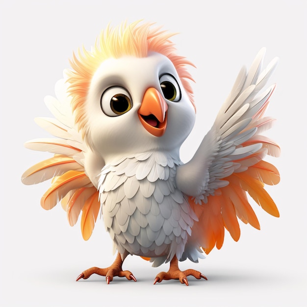 мультфильмная птица с оранжевыми и белыми перьями