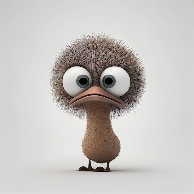 A cartoon bird with a sad expression on its face.