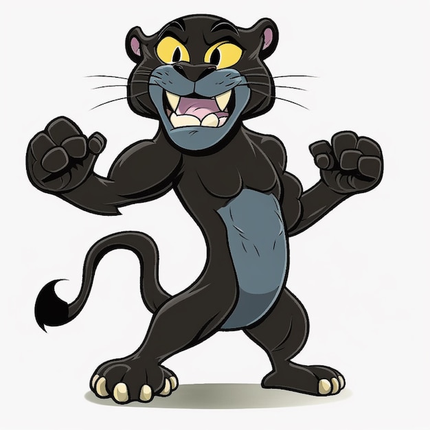 Photo a cartoon of a black panther with a big yellow eye.