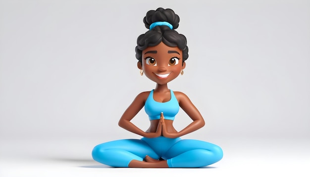 a cartoon black woman doing yoga