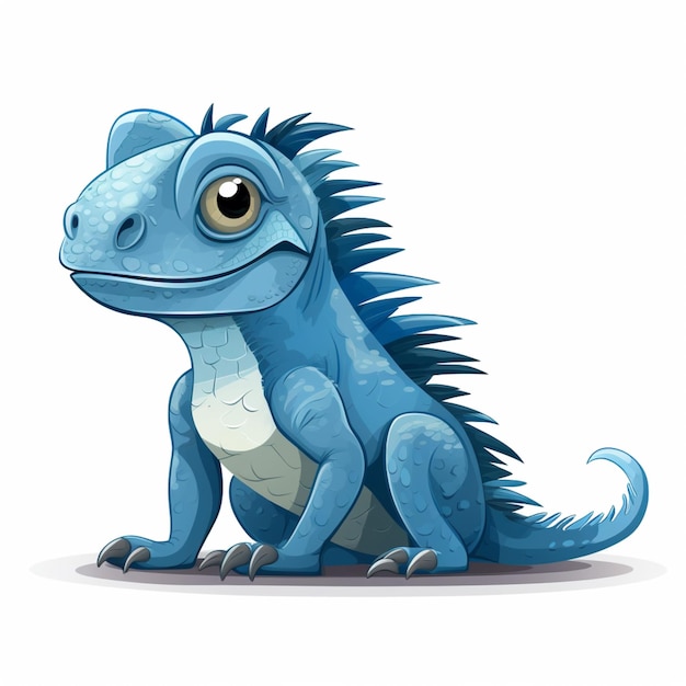 cartoon blue dragon sitting on the ground with a white background generative ai