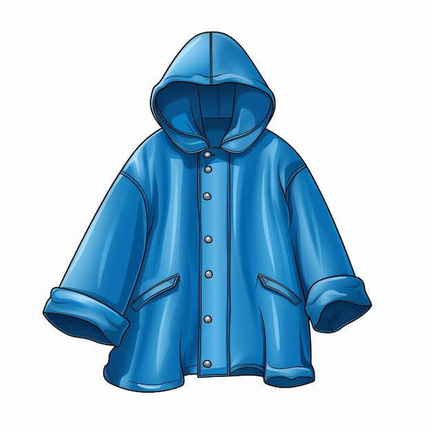 a cartoon of a blue raincoat with a hood on generative ai