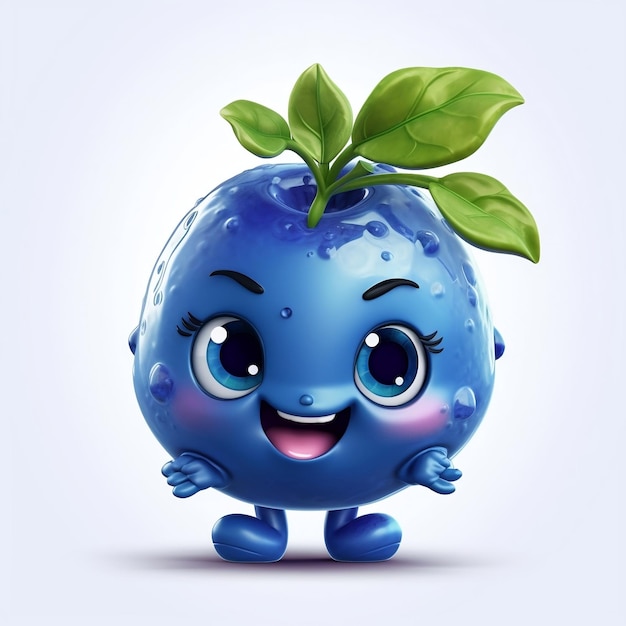 Cartoon Blueberry-karakter Leuke generatieve AI