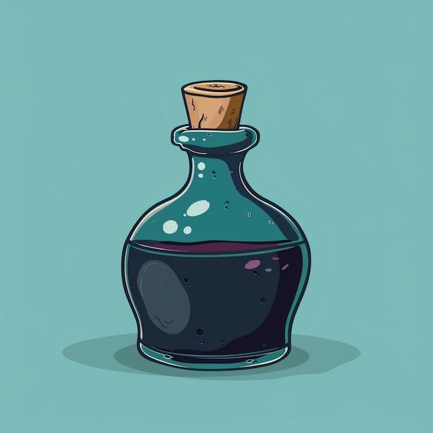a cartoon bottle of liquid with a cork stopper on the top generative ai