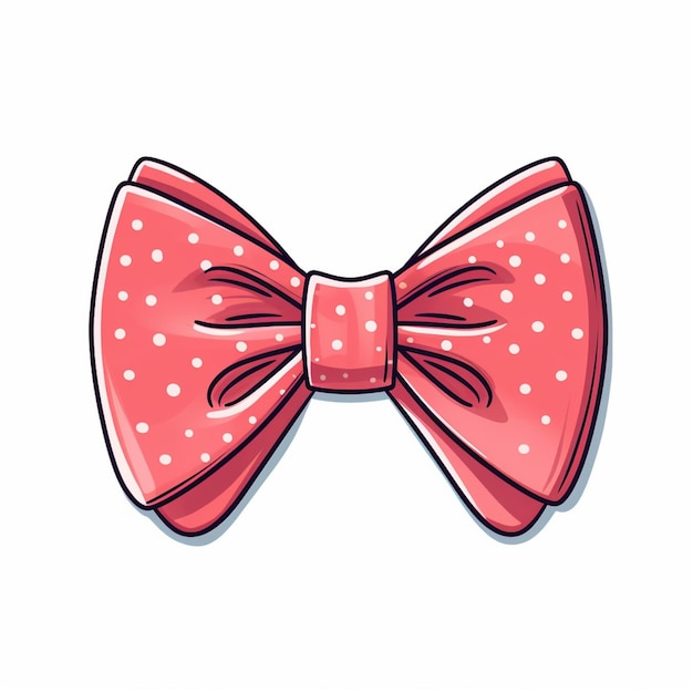 Photo cartoon bow tie with polka dots on a white background generative ai