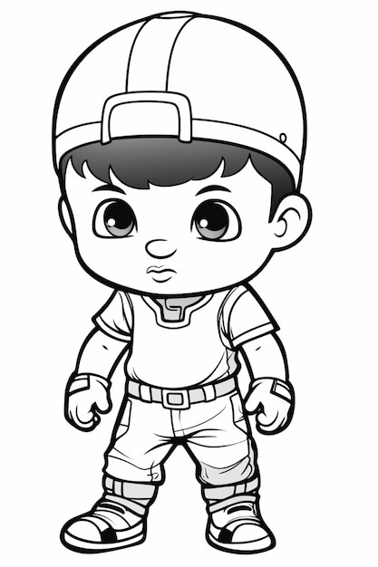 a cartoon boy in a baseball uniform with a cap on generative ai