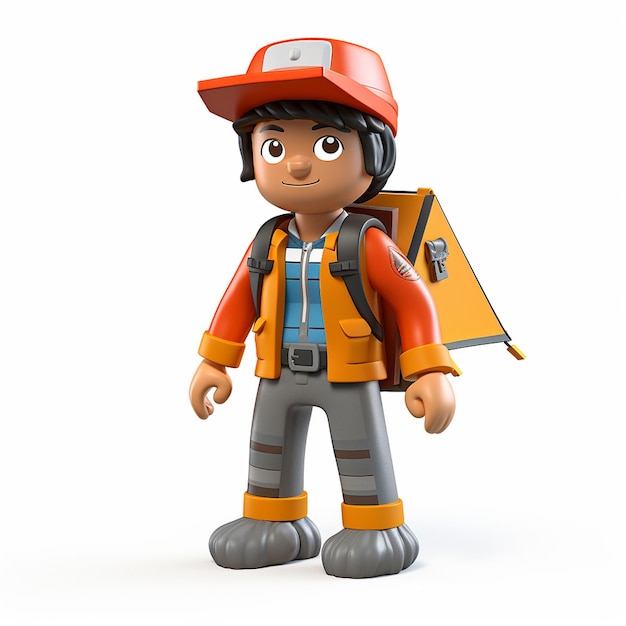 A cartoon boy character hold wood block