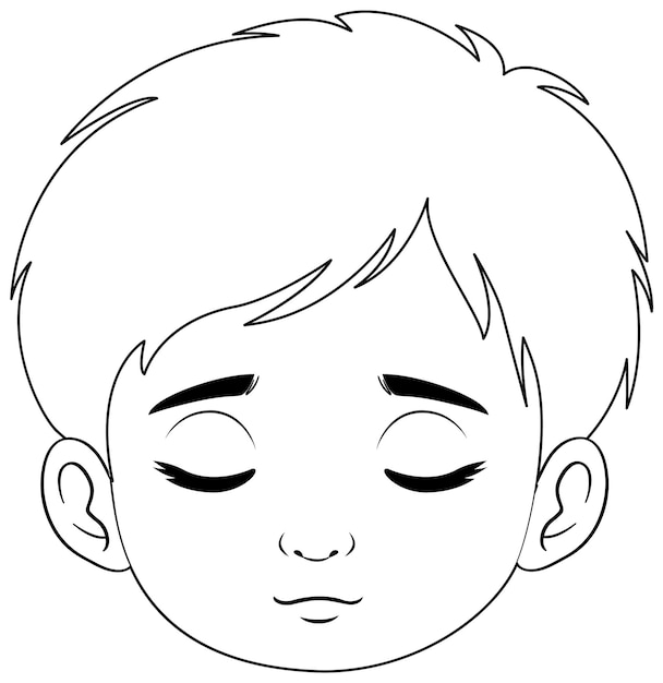 Photo cartoon boy closing his eyes