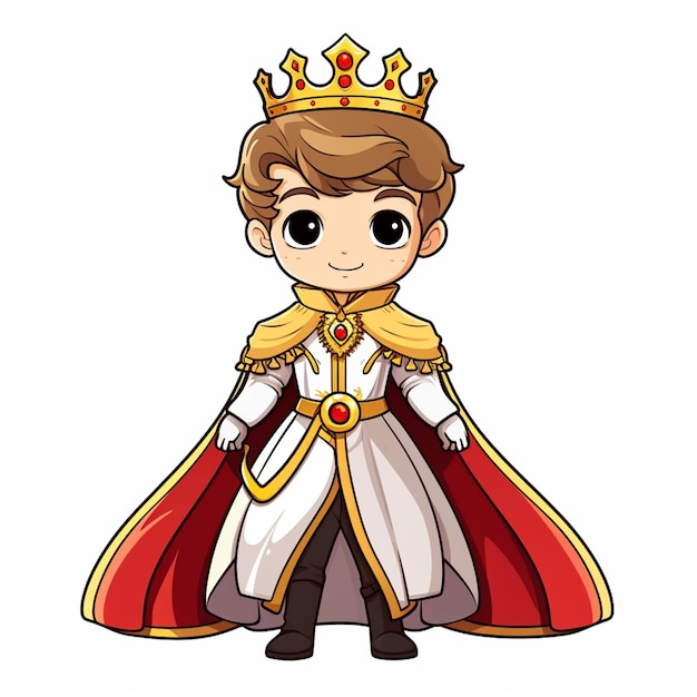 Photo a cartoon boy dressed in a crown and mantle with a cape generative ai