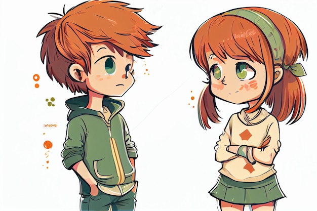 A cartoon of a boy and girl with the word love on the front