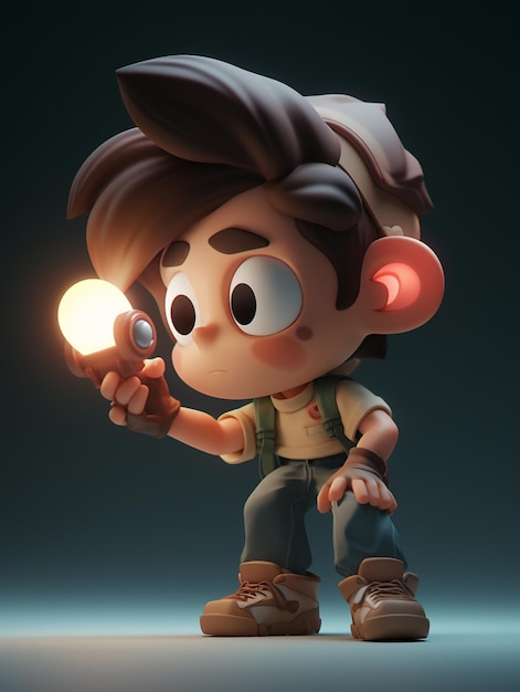 cartoon boy holding a lit candle in his hand generative ai