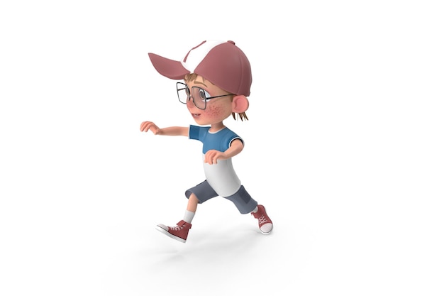 Photo cartoon boy jumping