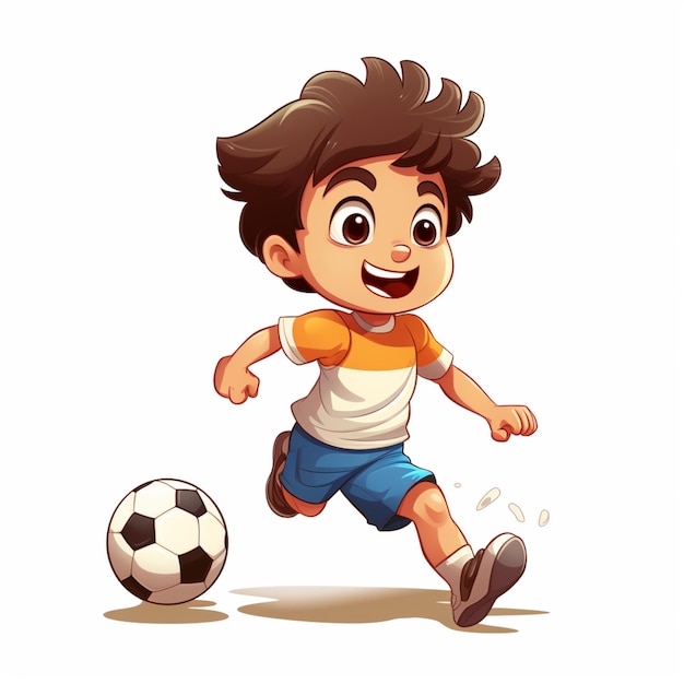 cartoon boy kicking a soccer ball generative ai