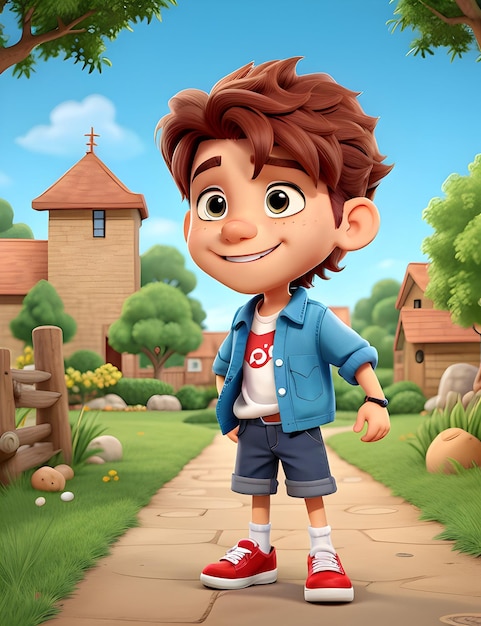 Cartoon boy outdoor