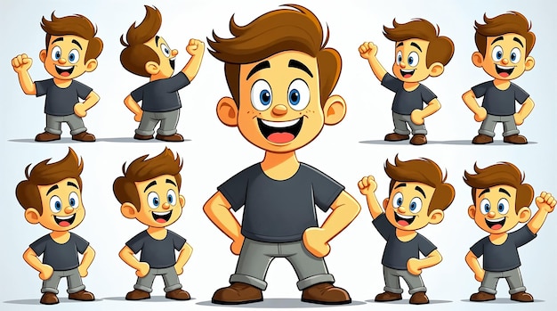 Мальчик из мультфильмов позирует