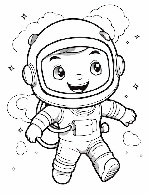 Photo a cartoon of a boy in a space suit