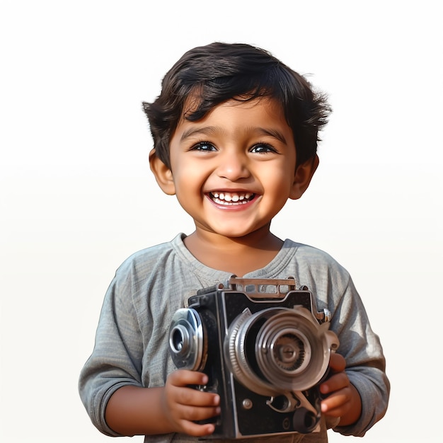 Premium AI Image | Cartoon boy taking photo using a digital camera