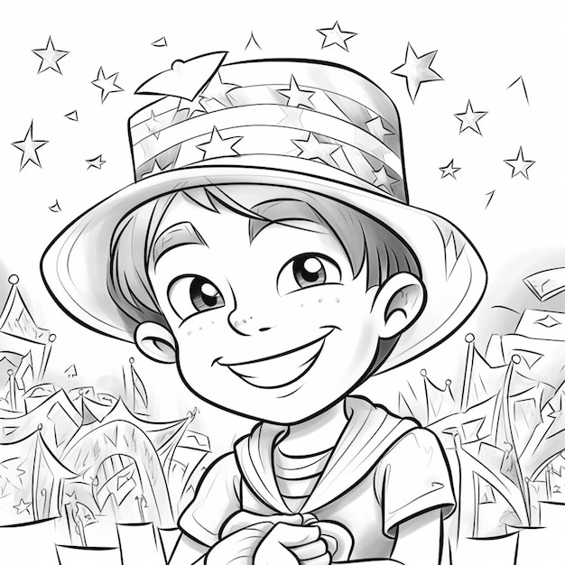 「お金」と書かれた帽子をかぶった少年の漫画。