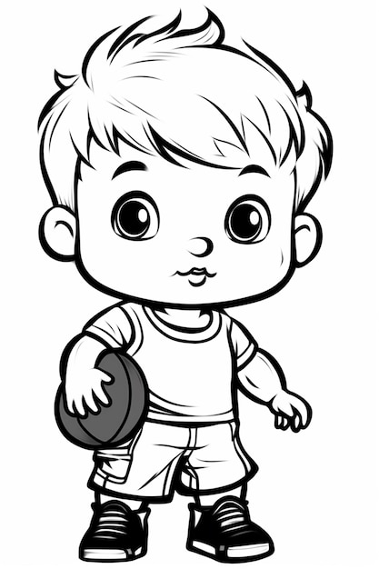 a cartoon boy with a basketball ball in his hand generative ai