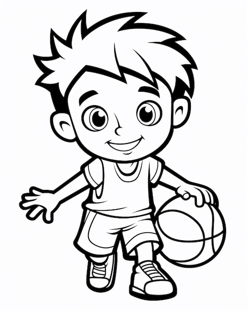 Photo a cartoon boy with a basketball ball in his hand generative ai