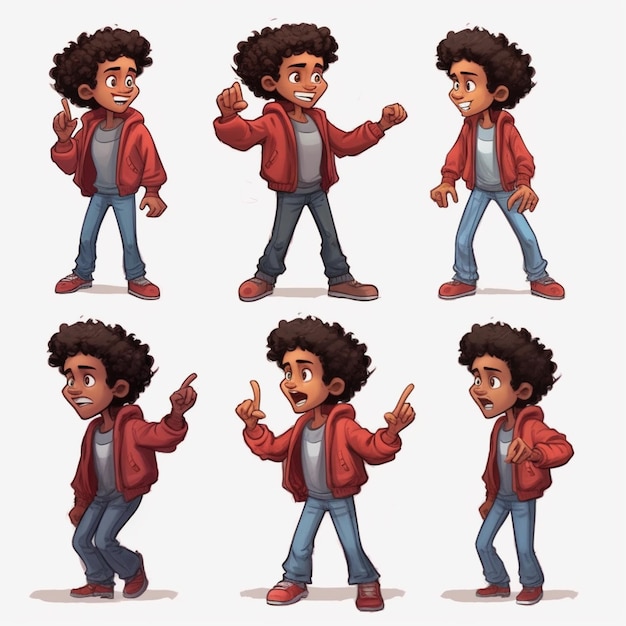 cartoon boy with different expressions and gestures generative ai