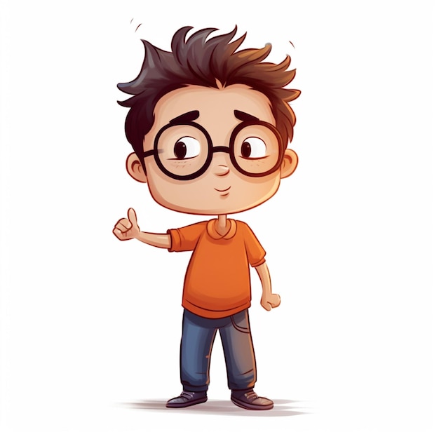 cartoon boy with glasses giving thumbs up generative ai