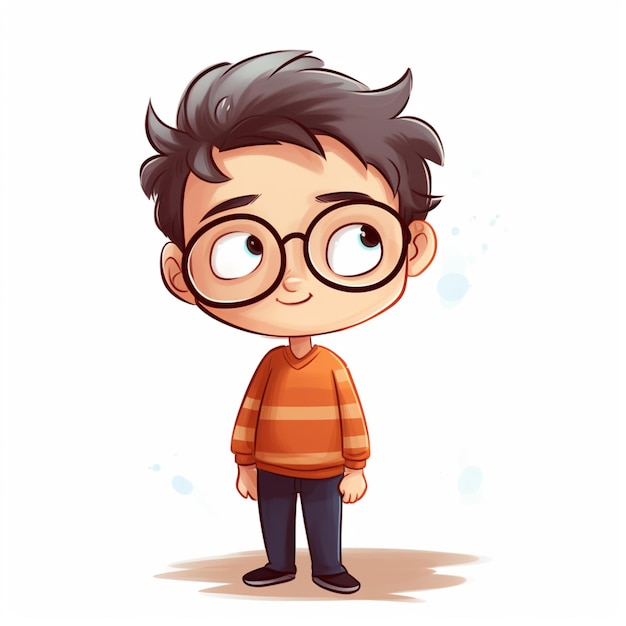 cartoon boy with glasses and a striped shirt generative ai