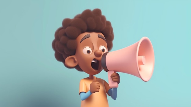 A cartoon boy with a megaphone that says'i'm a boy '