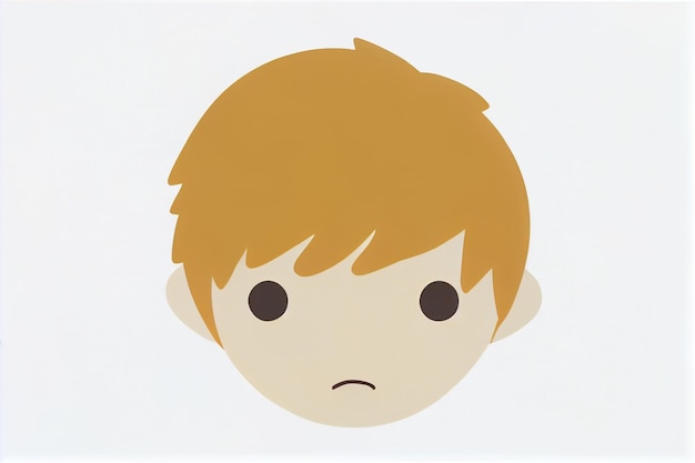 A cartoon of a boy with a sad face.