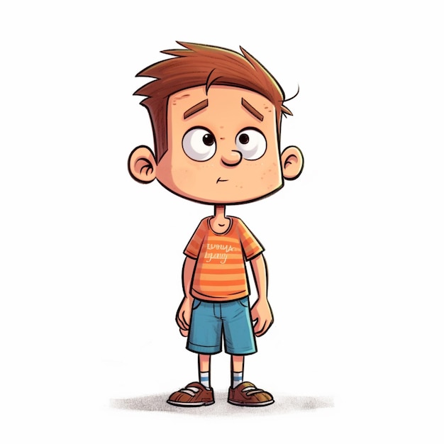 cartoon boy with a sad look on his face generative ai