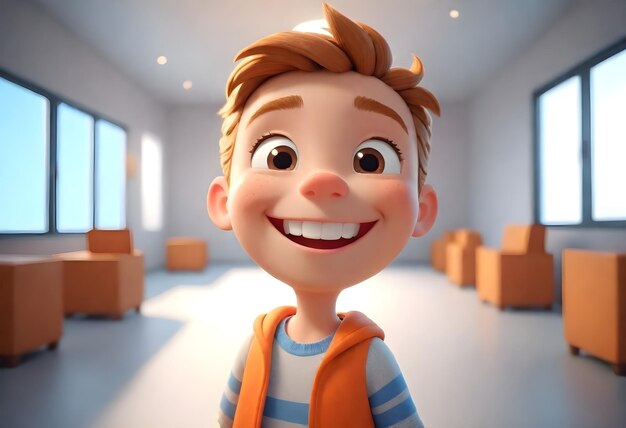 a cartoon of a boy with a smile on his face