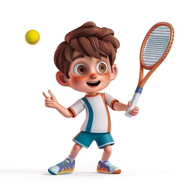 テニスラケットとボールを持った男の子の漫画