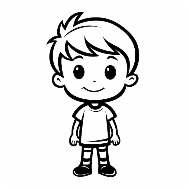 Photo a cartoon boy with a white shirt and black pants generative ai