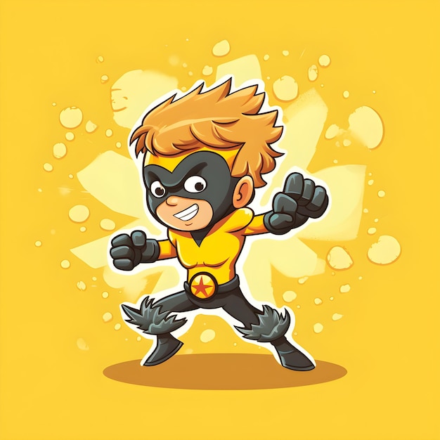 A cartoon boy with a yellow background