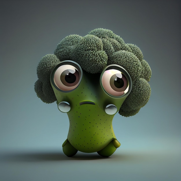 Cartoon Broccoli animation Generative AI