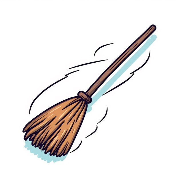 Photo cartoon broom with a long handle and a long handle generative ai