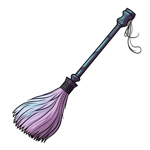 Photo a cartoon of a broom with a long handle and a long tail generative ai