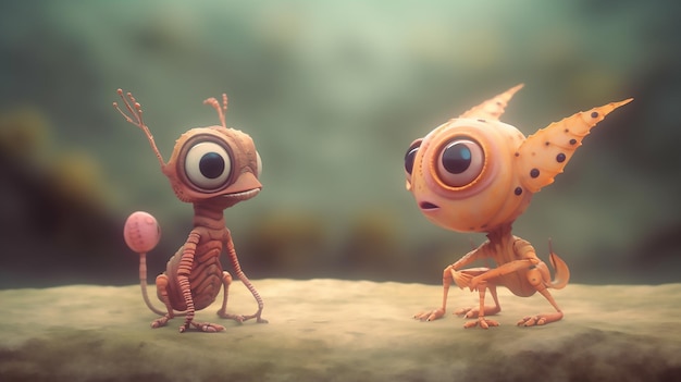 A cartoon of a bug and a small bug