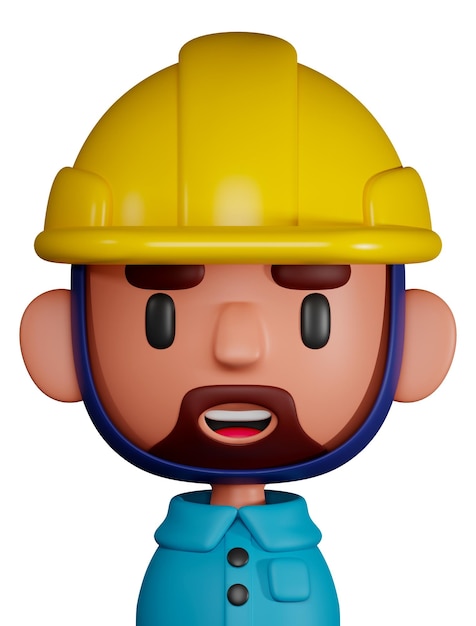 Photo cartoon builder worker 3d character illustration