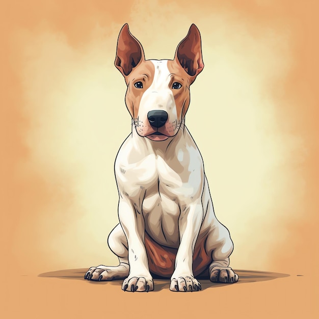 cartoon Bull Terrier dog 2d illustration