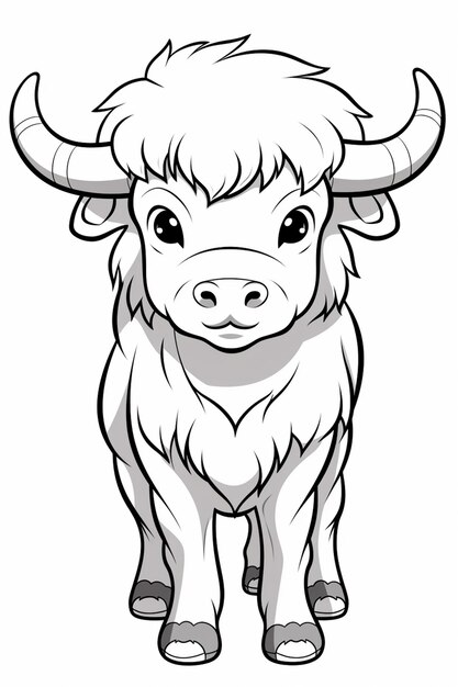 a cartoon bull with horns standing in front of a white background generative ai