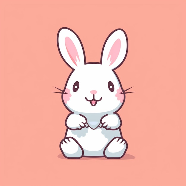 cartoon bunny sitting on its hind legs with a pink background generative ai