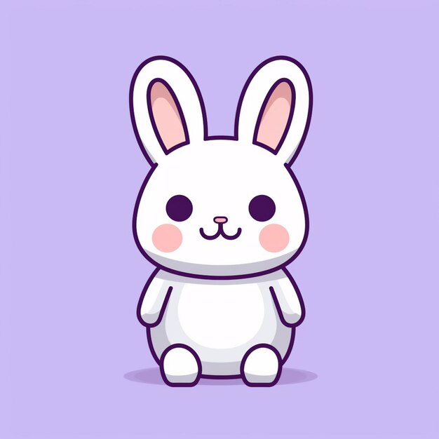 A cartoon bunny sitting on a purple background generative ai