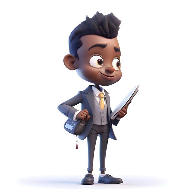 Cartoon businessman with a briefcase and a guitar on his shoulder