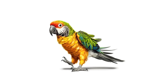 Photo cartoon caique parrot on white background