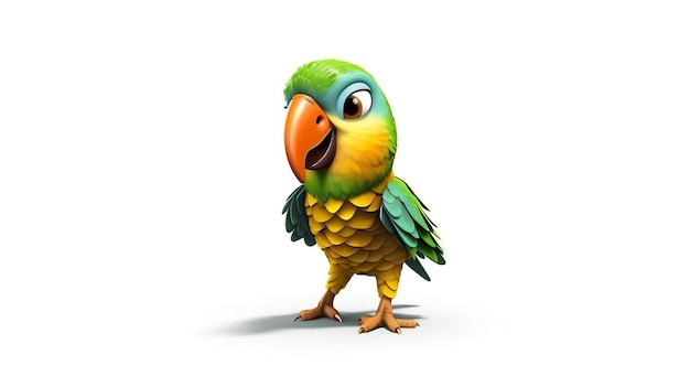 Photo cartoon caique parrot on white background