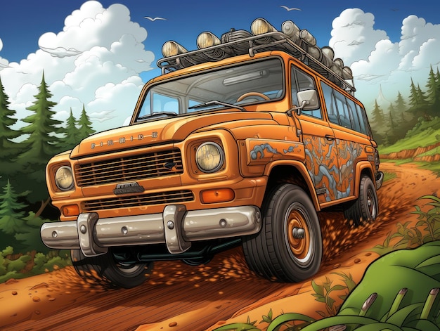 Cartoon car HD 8K Vector illustration wallpaper Stock image