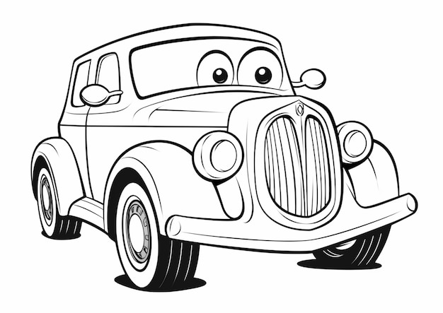 A cartoon car with a big smile on the front of it generative ai