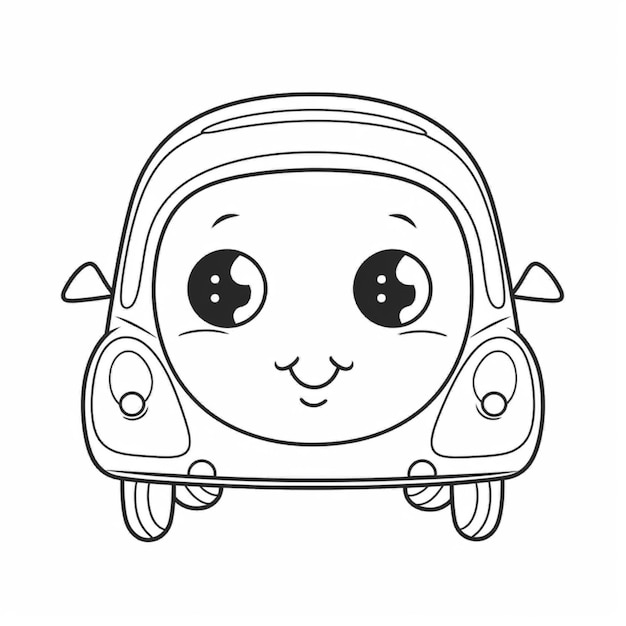 Photo a cartoon car with a face drawn on the front of it generative ai