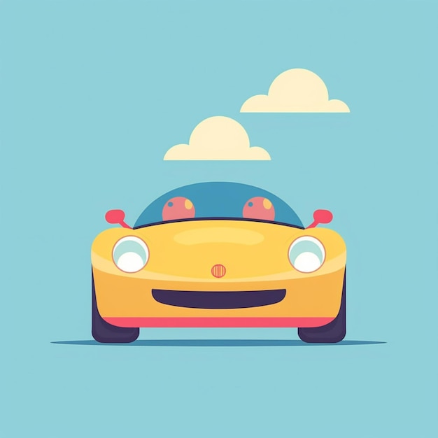 a cartoon car with a man in the back seat driving down the road generative ai